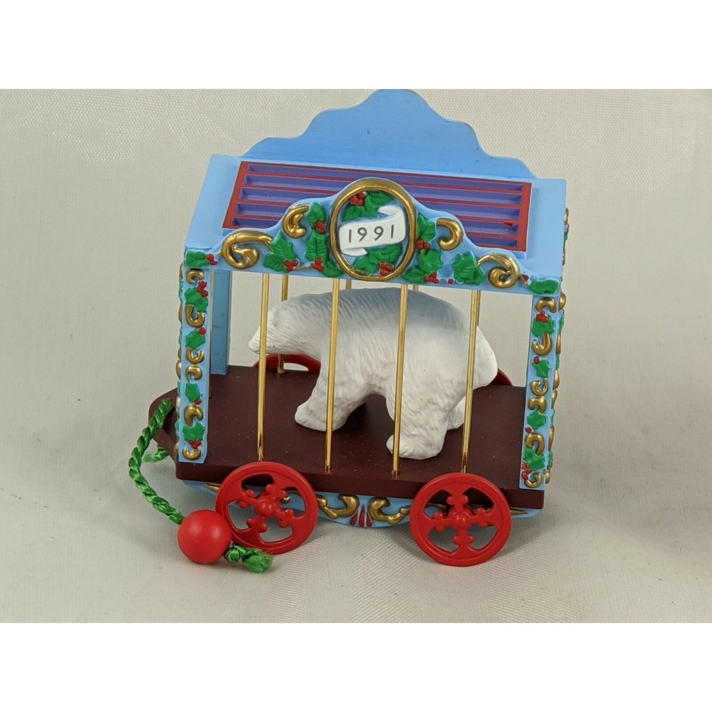 Hallmark Polar Bear Train Car Christmas Ornament 1991 3 Inch Plastic